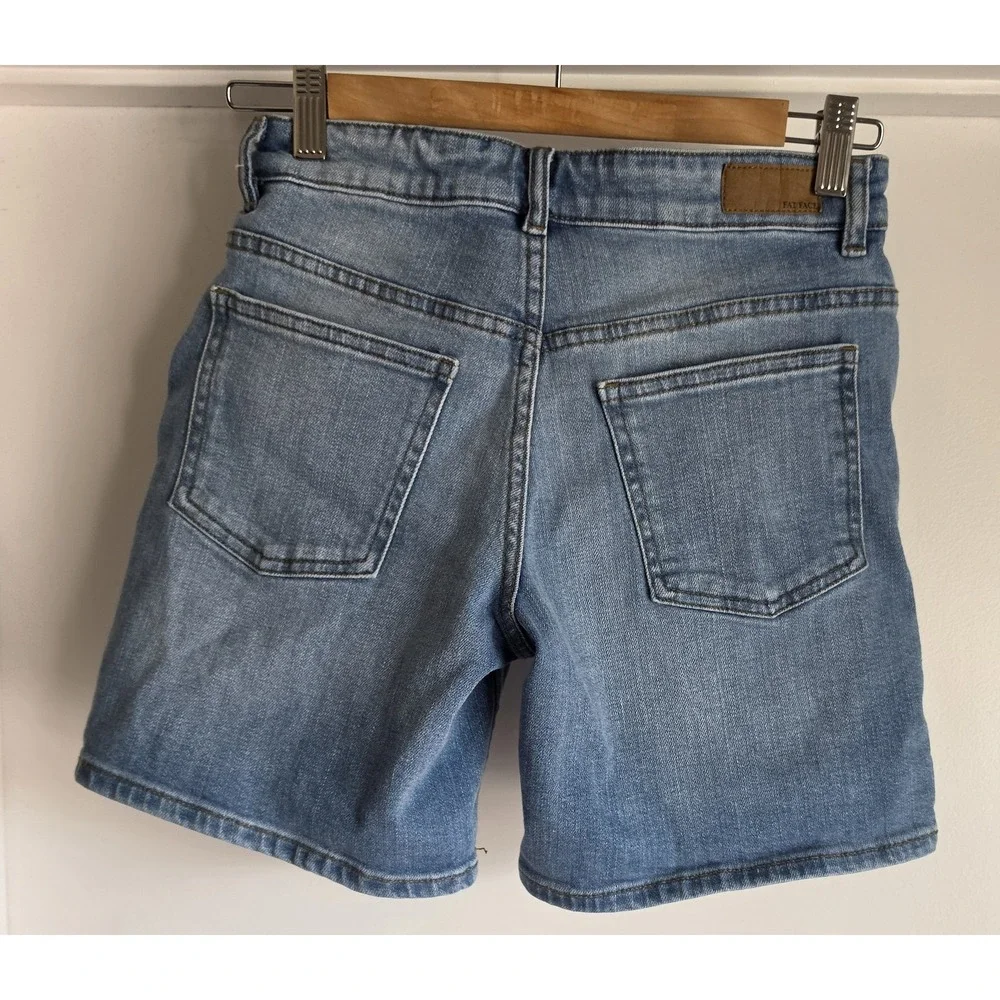 Fat Face Women's Shorts Size 6 Blue Solid Casual Cotton Chino Bermuda